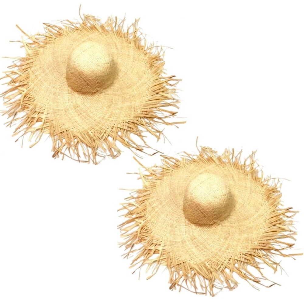 Set of 2 Large Beach Straw Hats NEW